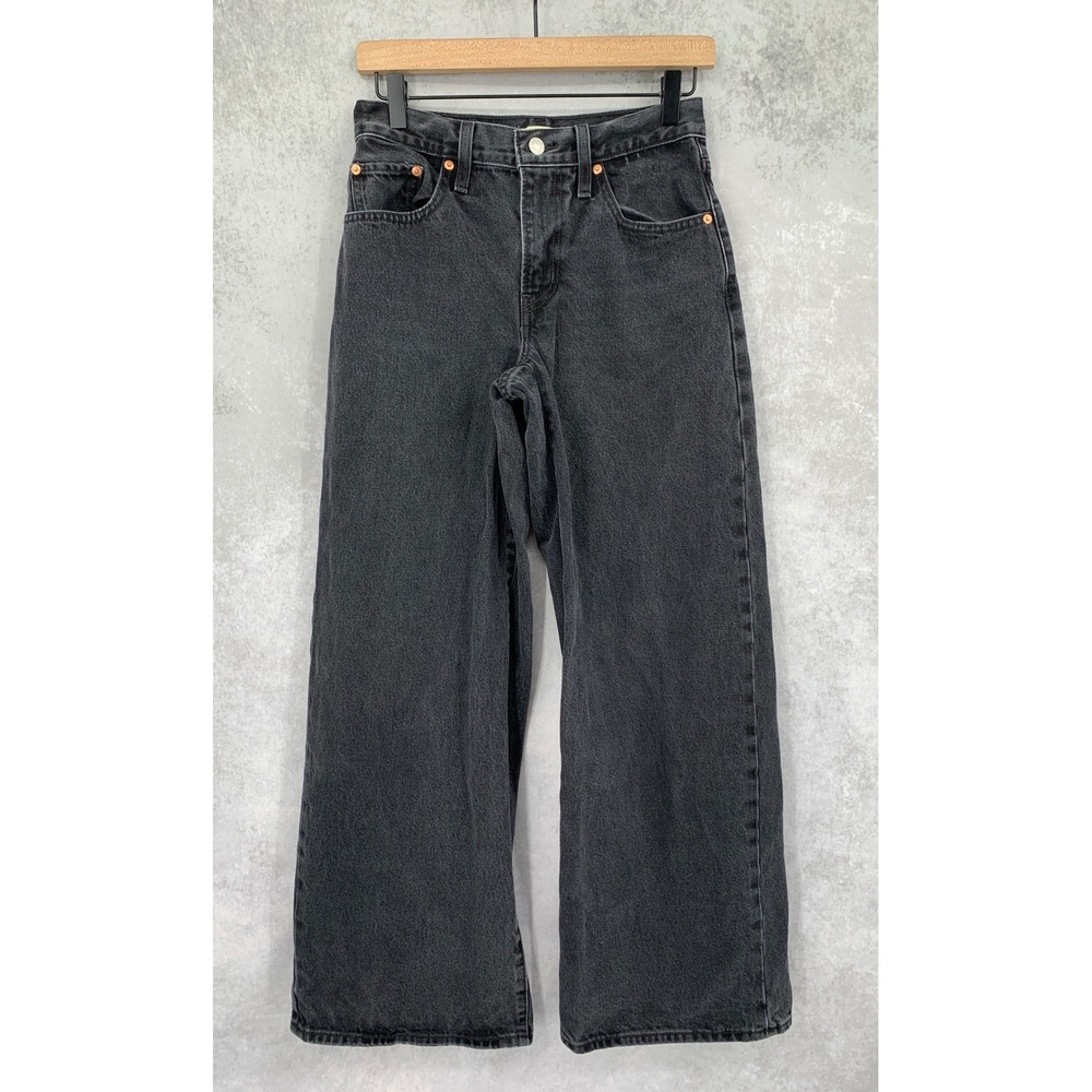 Levis Wide Leg Jeans Womens 24 Black XL Straight 100% Cotton Denim Pants